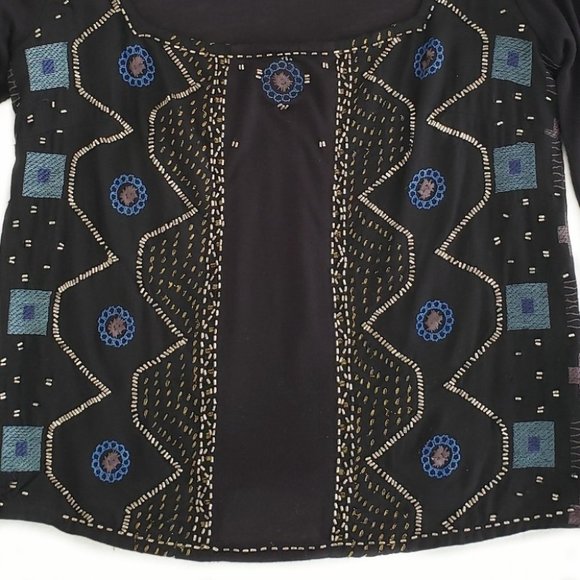 Free People beaded bell sleeve top black XS small - Picture 4 of 14